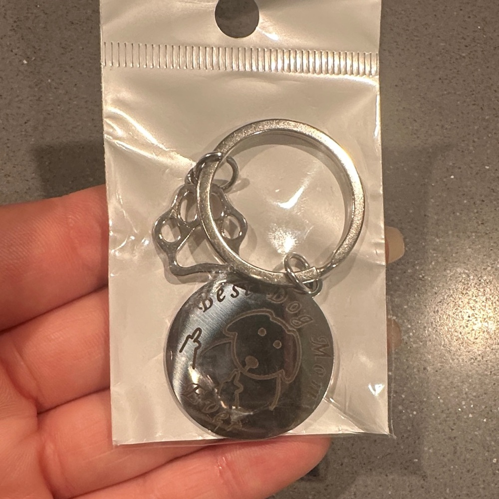 Silver Dog Paw Keychain